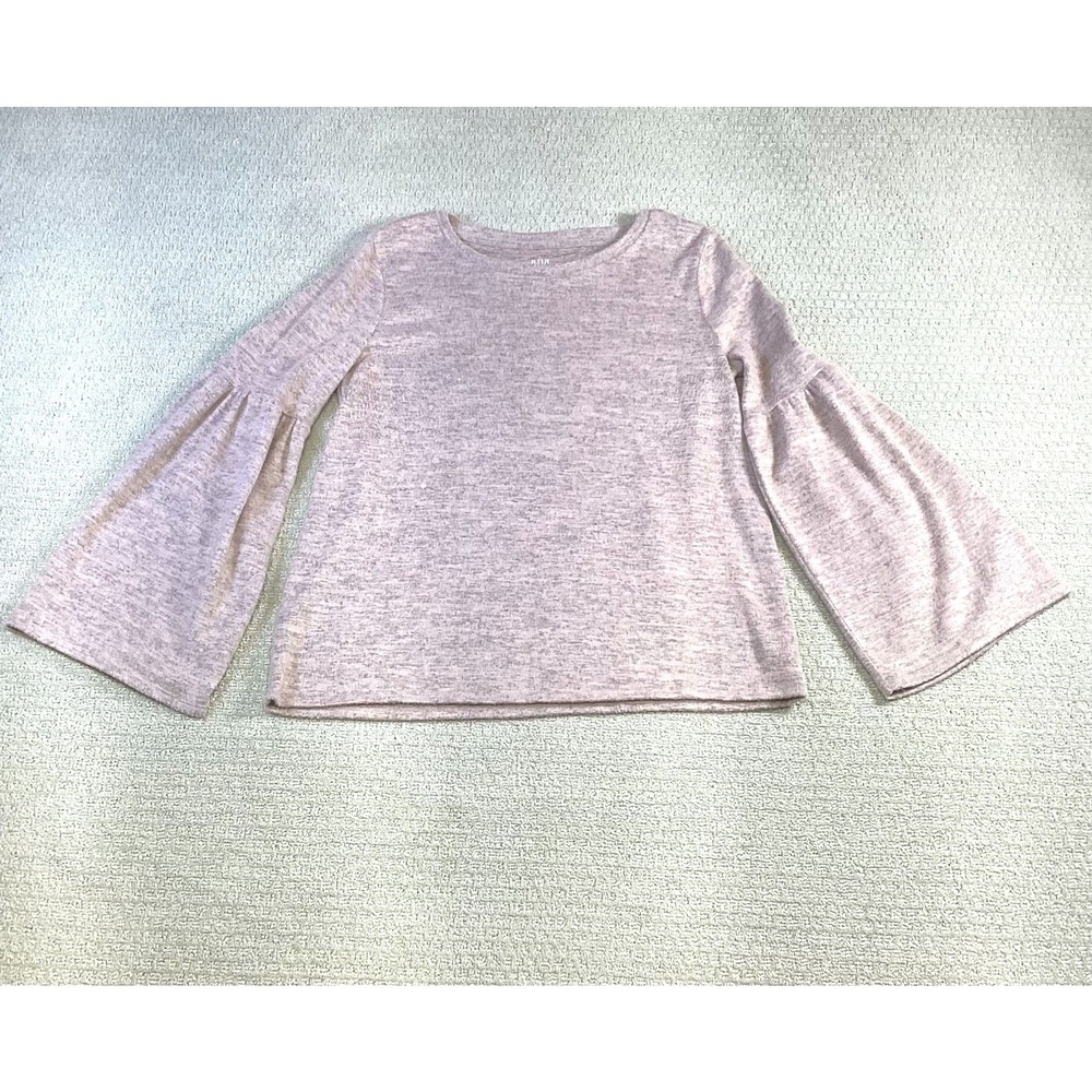 ana A New Approach Womens Bell Sleeve‎ Knit Top Heathered Mauve Pink L Large